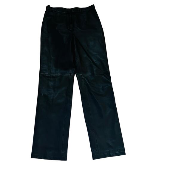 Jacqueline Ferrar Pants - Jacqueline Ferrar Leather High Rise Straight Leg Pants Size 8 Black
